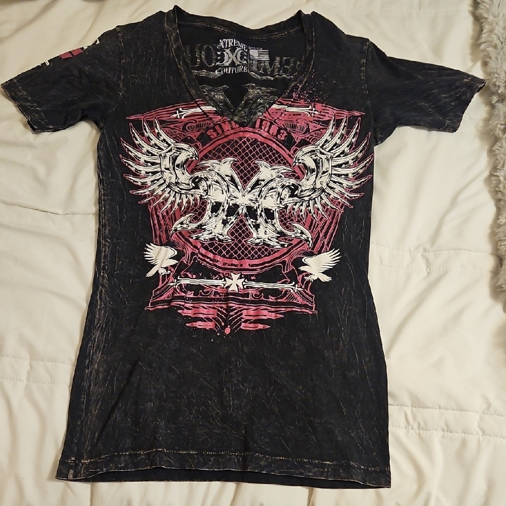 Black and Pink Graphic Short Sleeve Tee